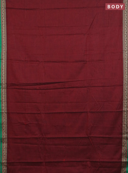 Narayanpet cotton saree deep maroon and green with plain body and thread woven border