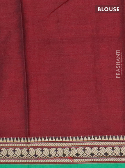 Narayanpet cotton saree deep maroon and green with plain body and thread woven border