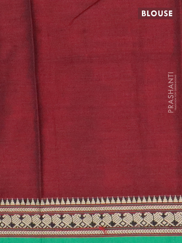 Narayanpet cotton saree deep maroon and green with plain body and thread woven border