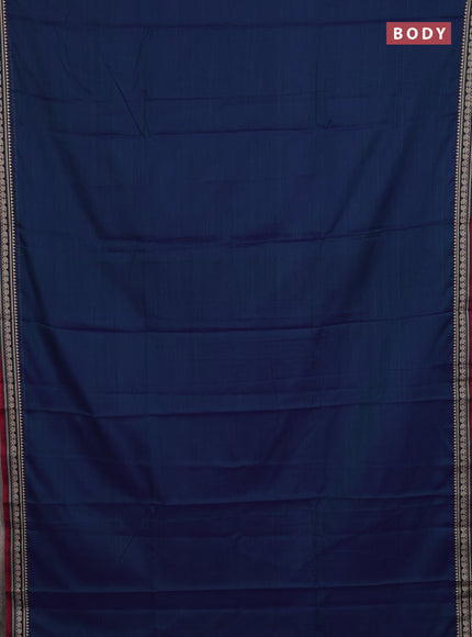Narayanpet cotton saree blue and maroon with plain body and thread woven border