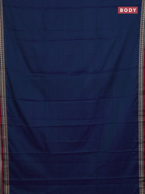 Narayanpet cotton saree blue and maroon with plain body and thread woven border