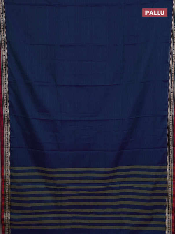 Narayanpet cotton saree blue and maroon with plain body and thread woven border
