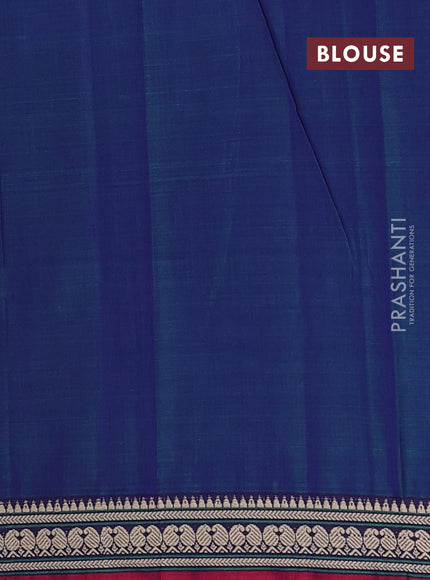 Narayanpet cotton saree blue and maroon with plain body and thread woven border