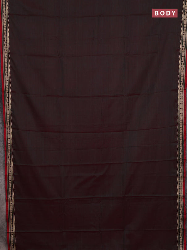 Narayanpet cotton saree dual shade of greenish red and red with plain body and thread woven border