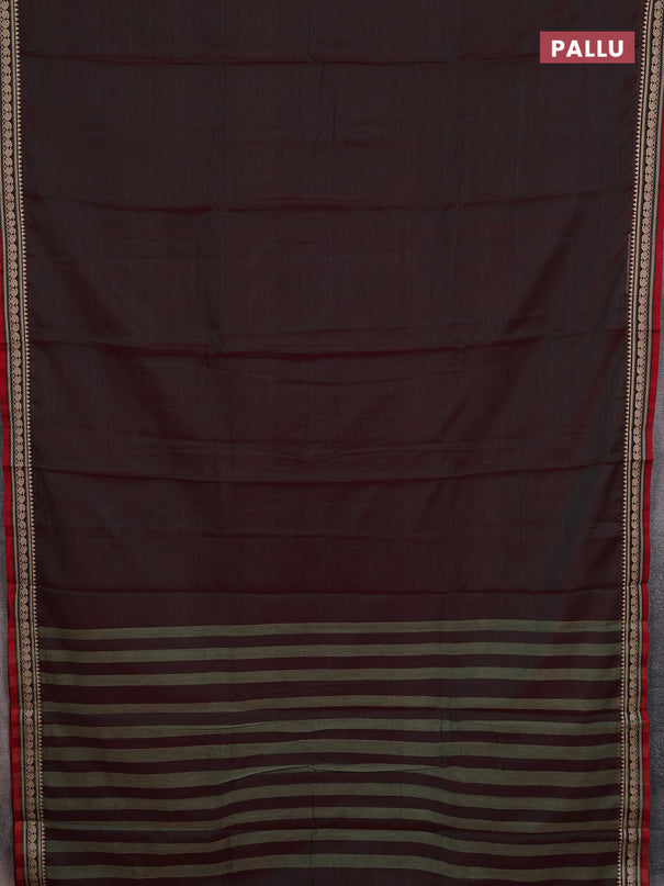 Narayanpet cotton saree dual shade of greenish red and red with plain body and thread woven border