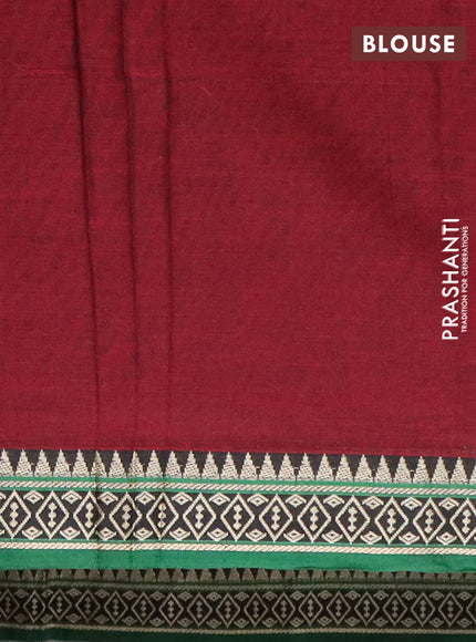 Narayanpet cotton saree deep maroon and green with plain body and thread woven border
