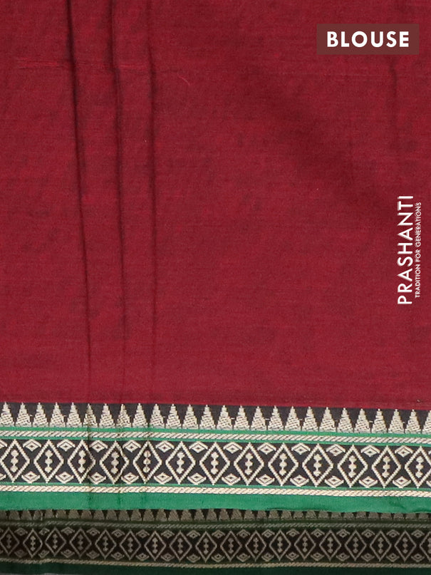 Narayanpet cotton saree deep maroon and green with plain body and thread woven border