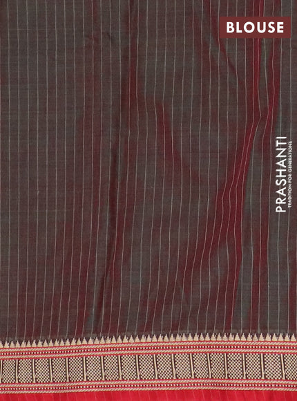 Narayanpet cotton saree dual shade of reddish green and red with allover thread weaves and temple thread woven border