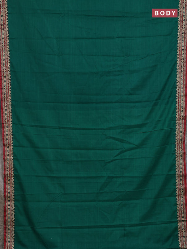 Narayanpet cotton saree green and maroon with plain body and thread woven border