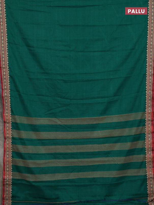 Narayanpet cotton saree green and maroon with plain body and thread woven border