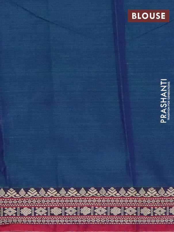Narayanpet cotton saree dual shade of bluish green and maroon with plain body and thread woven border