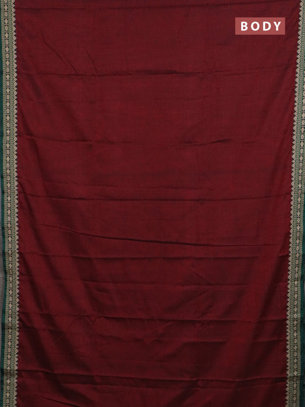 Narayanpet cotton saree deep maroon and green with plain body and thread woven border