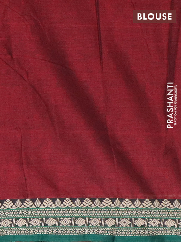 Narayanpet cotton saree deep maroon and green with plain body and thread woven border