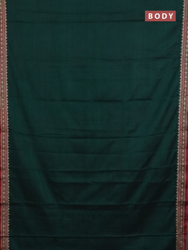 Narayanpet cotton saree bottle green and maroon with plain body and thread woven border