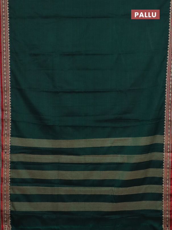 Narayanpet cotton saree bottle green and maroon with plain body and thread woven border