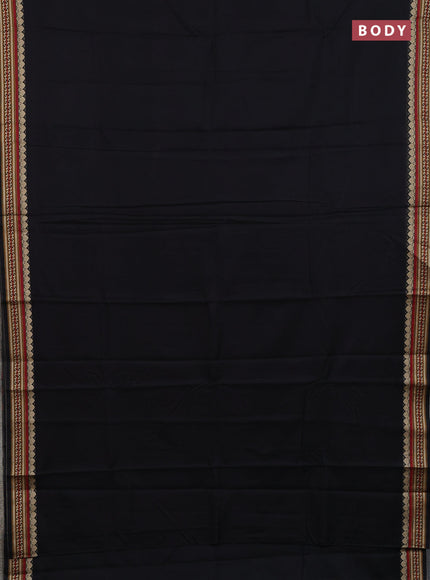Narayanpet cotton saree black with plain body and thread woven border