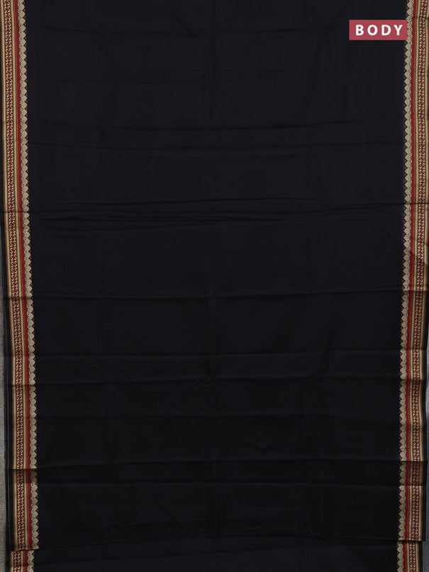 Narayanpet cotton saree black with plain body and thread woven border