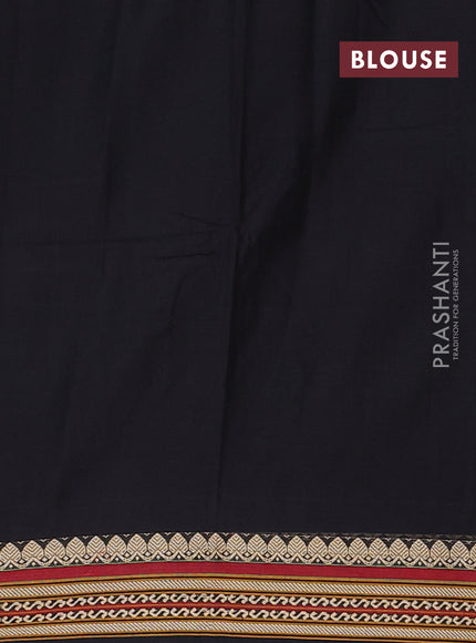 Narayanpet cotton saree black with plain body and thread woven border