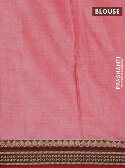 Narayanpet cotton saree red with plain body and thread woven border