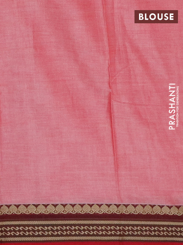 Narayanpet cotton saree red with plain body and thread woven border