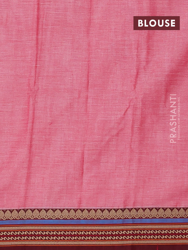 Narayanpet cotton saree red and maroon with plain body and thread woven border