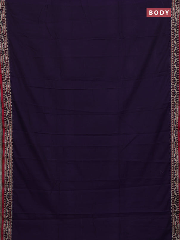 Narayanpet cotton saree violet and maroon with plain body and thread woven border