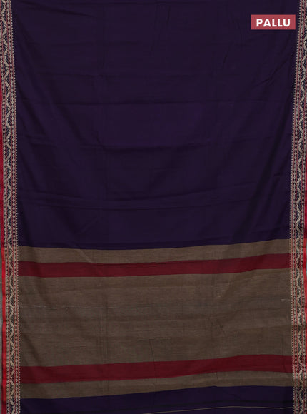 Narayanpet cotton saree violet and maroon with plain body and thread woven border