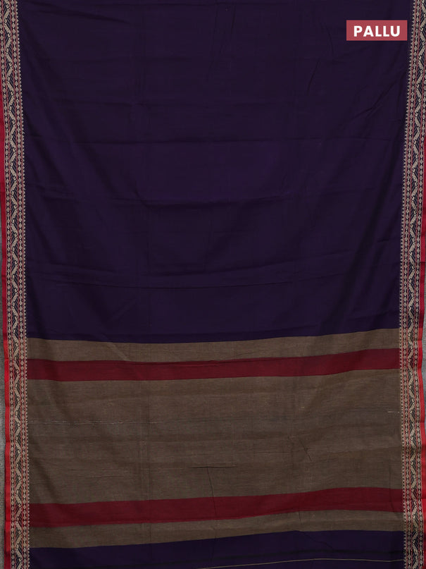 Narayanpet cotton saree violet and maroon with plain body and thread woven border