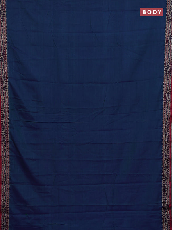 Narayanpet cotton saree dual shade of greenish blue and maroon with plain body and thread woven border
