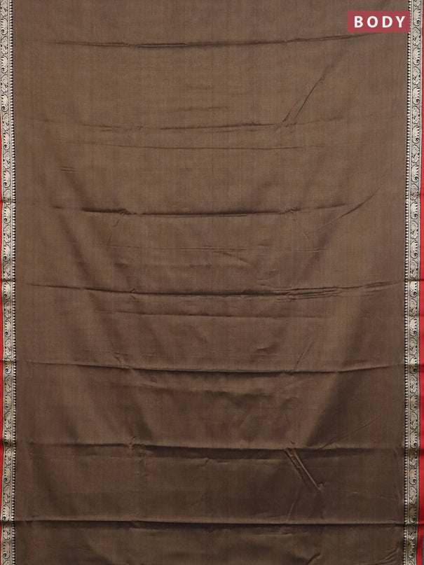 Narayanpet cotton saree chikku shade and rust shade with plain body and thread woven border