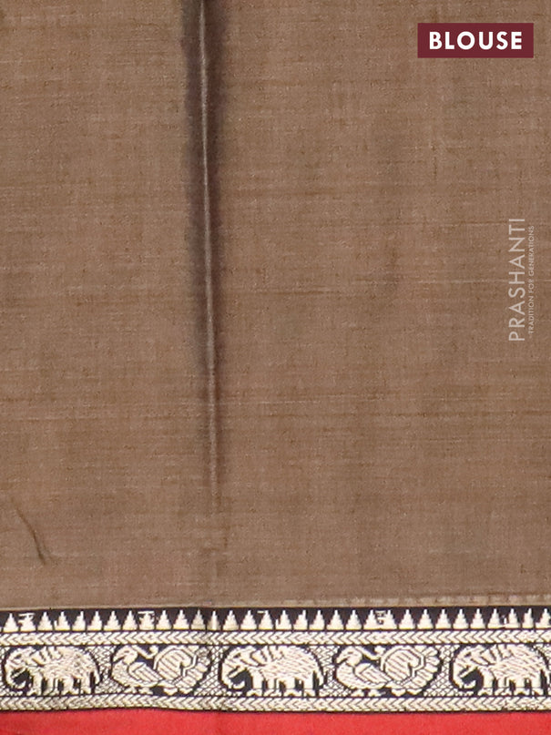 Narayanpet cotton saree chikku shade and rust shade with plain body and thread woven border