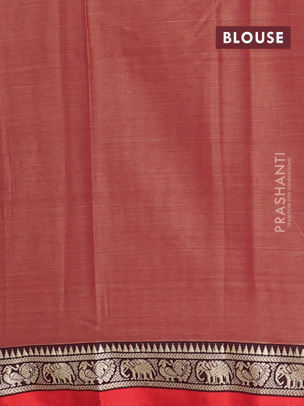 Narayanpet cotton saree brown and rust shade with plain body and thread woven border