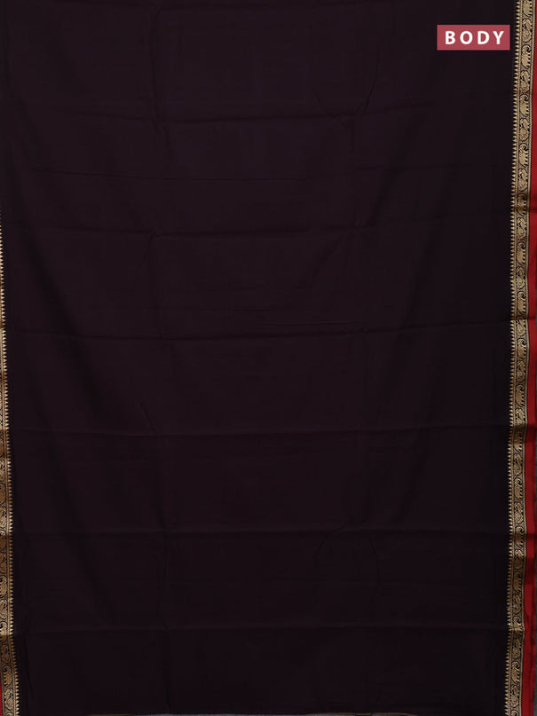 Narayanpet cotton saree coffee brown and rust shade with plain body and thread woven border