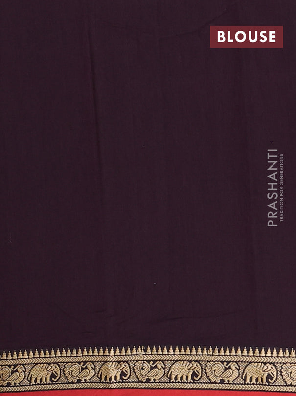 Narayanpet cotton saree coffee brown and rust shade with plain body and thread woven border
