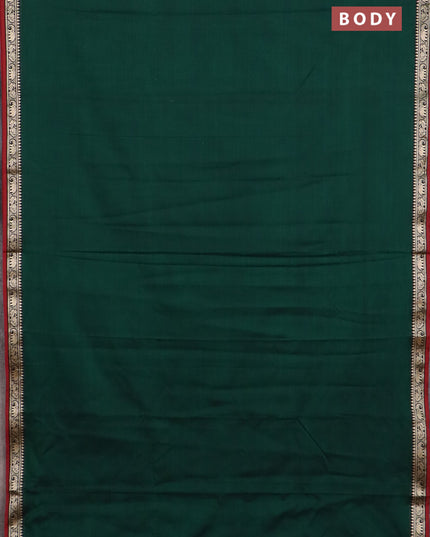 Narayanpet cotton saree green and maroon with plain body and thread woven border