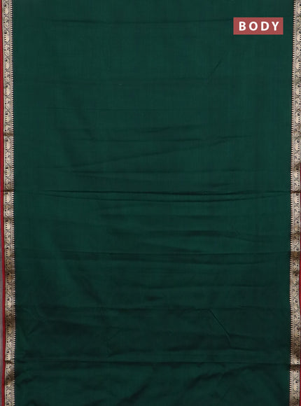 Narayanpet cotton saree green and maroon with plain body and thread woven border