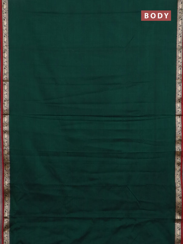 Narayanpet cotton saree green and maroon with plain body and thread woven border