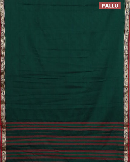 Narayanpet cotton saree green and maroon with plain body and thread woven border