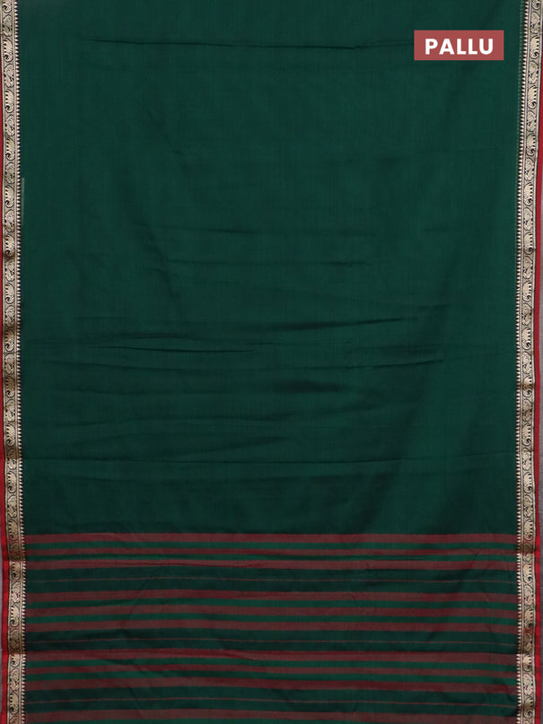 Narayanpet cotton saree green and maroon with plain body and thread woven border