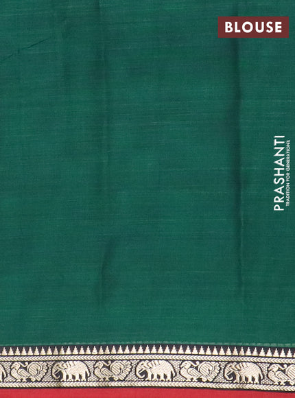 Narayanpet cotton saree green and maroon with plain body and thread woven border
