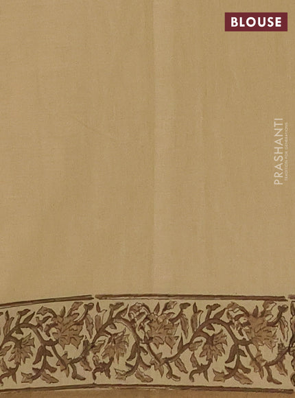 Jaipur cotton saree beige and mustard shade with allover prints and printed border