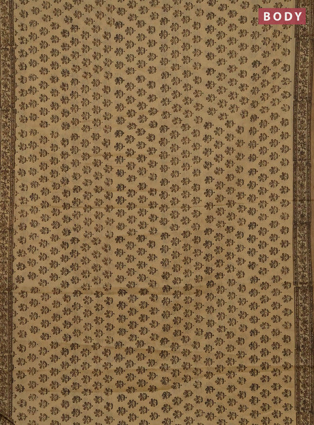 Jaipur cotton saree beige and brown with allover butta prints and printed border