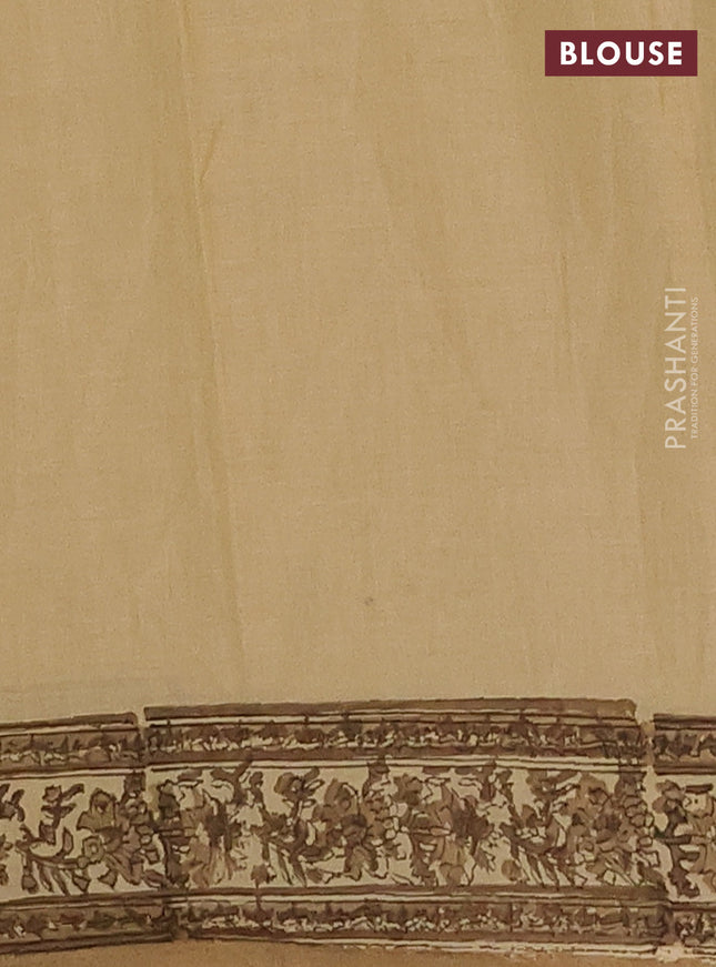 Jaipur cotton saree beige and brown with allover butta prints and printed border