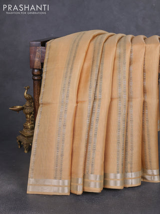 Kora jamdhani silk saree sandal with allover jamdhani weaves and zari woven border