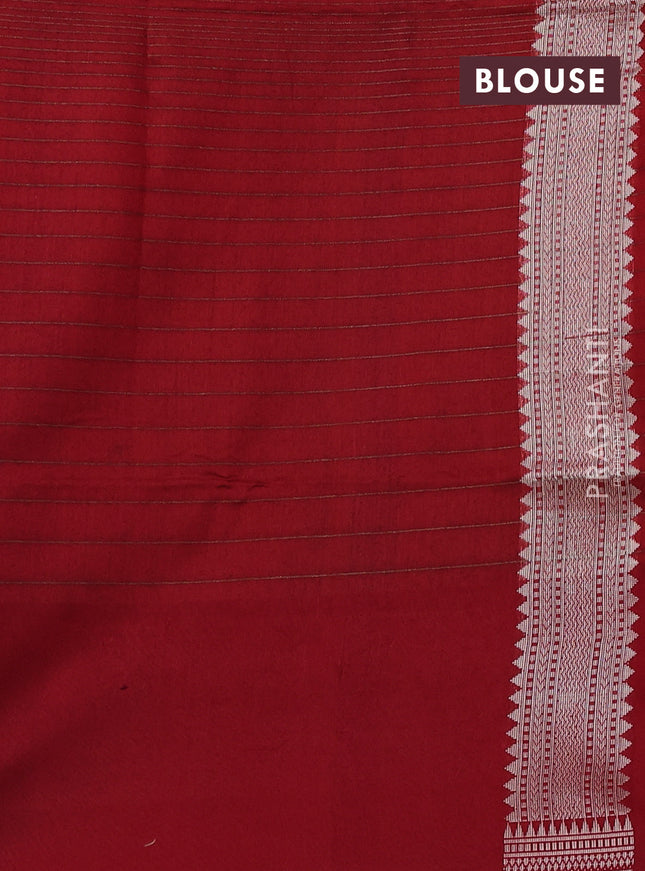 Kora jamdhani silk saree peach pink and red with allover jamdhani weaves and zari woven border