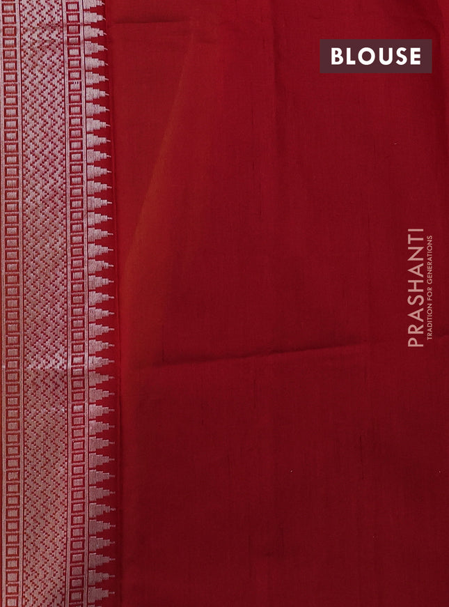 Kora jamdhani silk saree yellow and red with allover jamdhani weaves and zari woven border