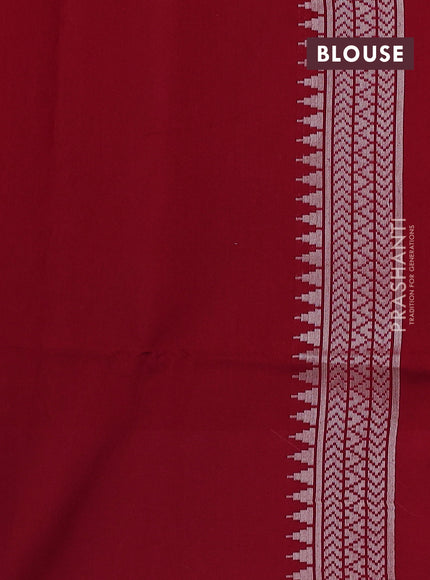 Kora jamdhani silk saree peach pink and red with allover jamdhani weaves and zari woven border