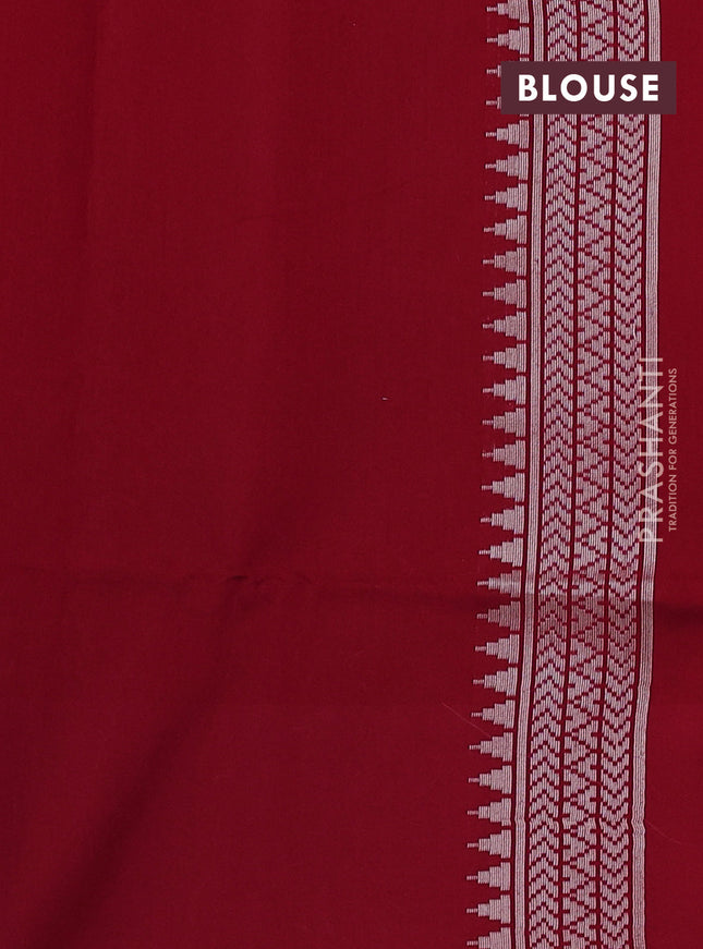 Kora jamdhani silk saree peach pink and red with allover jamdhani weaves and zari woven border