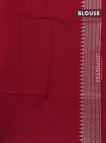 Kora jamdhani silk saree pale orange and red with allover jamdhani weaves and zari woven border