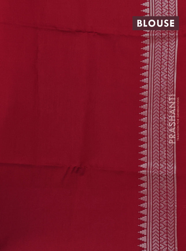 Kora jamdhani silk saree pale orange and red with allover jamdhani weaves and zari woven border